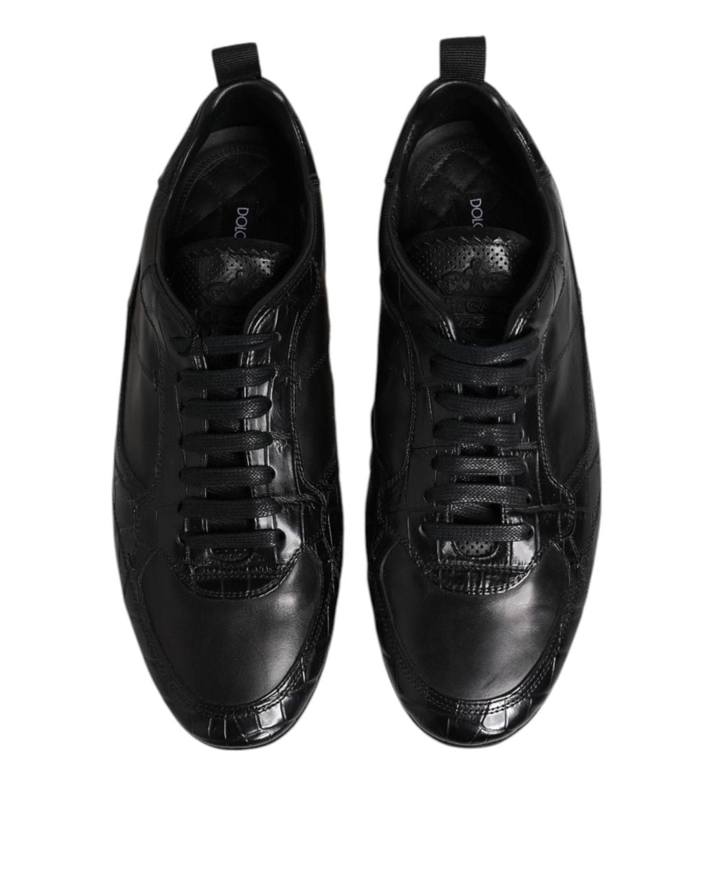 Dolce & Gabbana Black Exotic Leather Low Top Sneakers Shoes for men