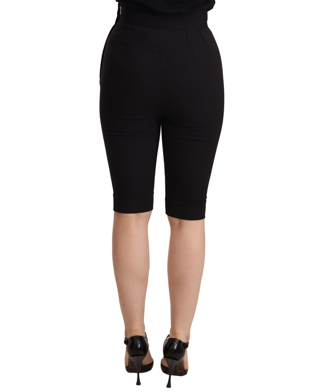 Dolce & Gabbana Black Elegant High Waist Wool Shorts