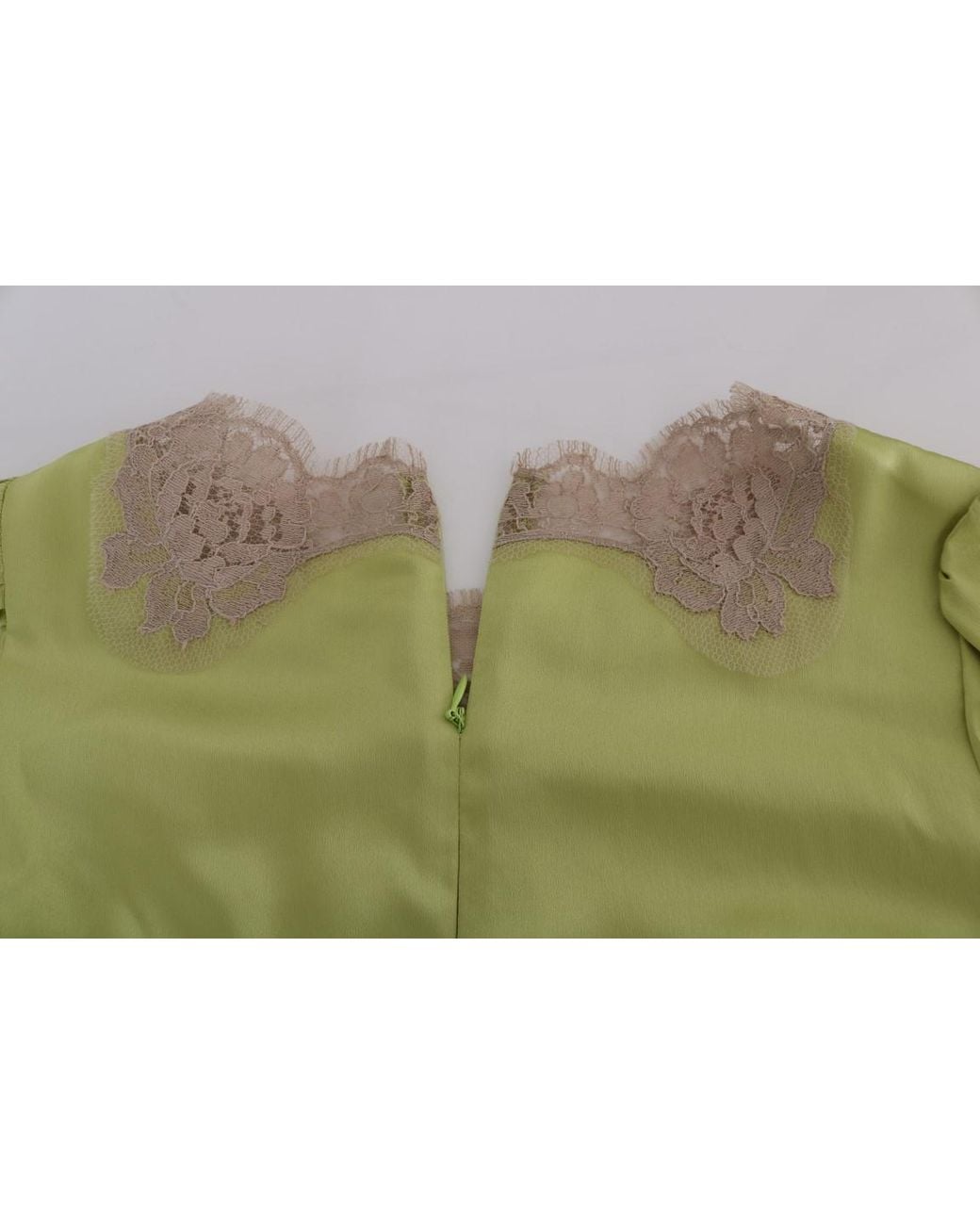 Dolce & Gabbana Green Silk Stretch Blouse Top