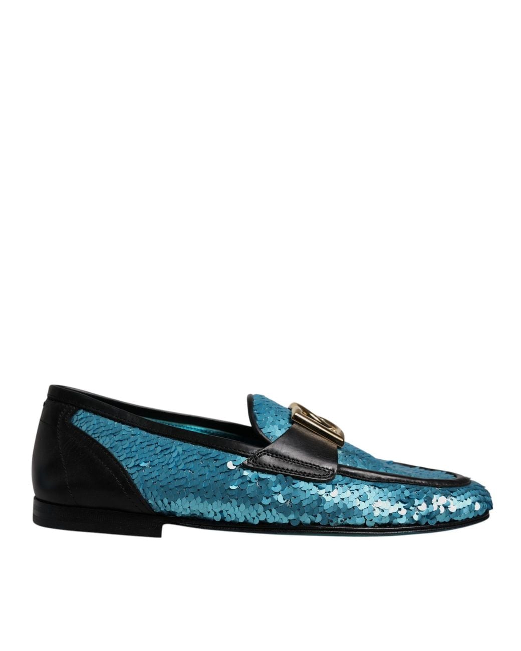 Dolce & Gabbana Blue Sequined Loafers Formal Dress Shoes for men