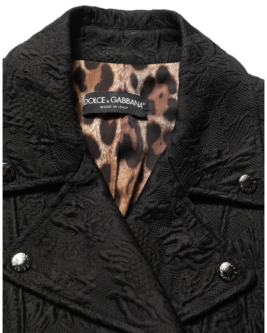 Dolce & Gabbana Black Floral Brocade Biker Blouson Jacket
