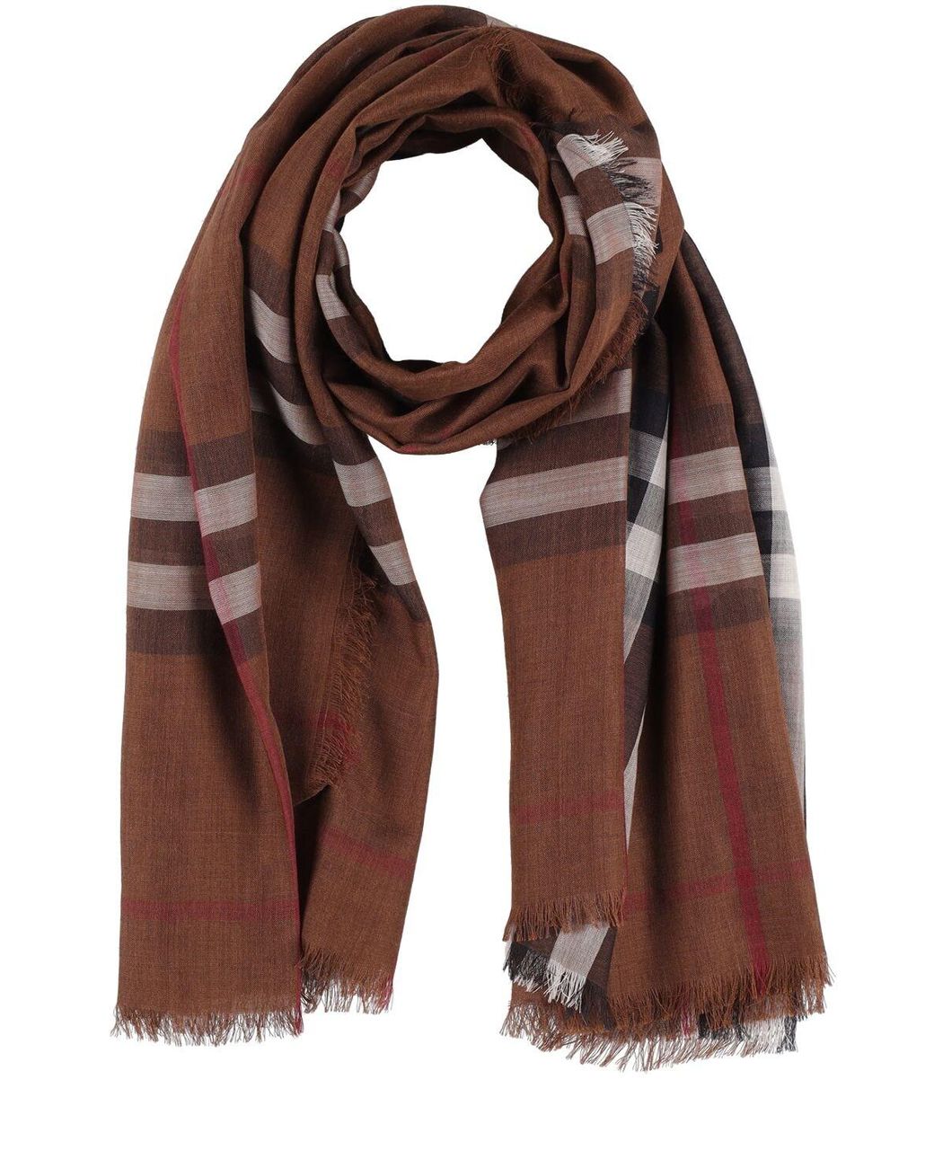 Burberry Giant Check Wool & Silk Scarf in Brown | Lyst Canada