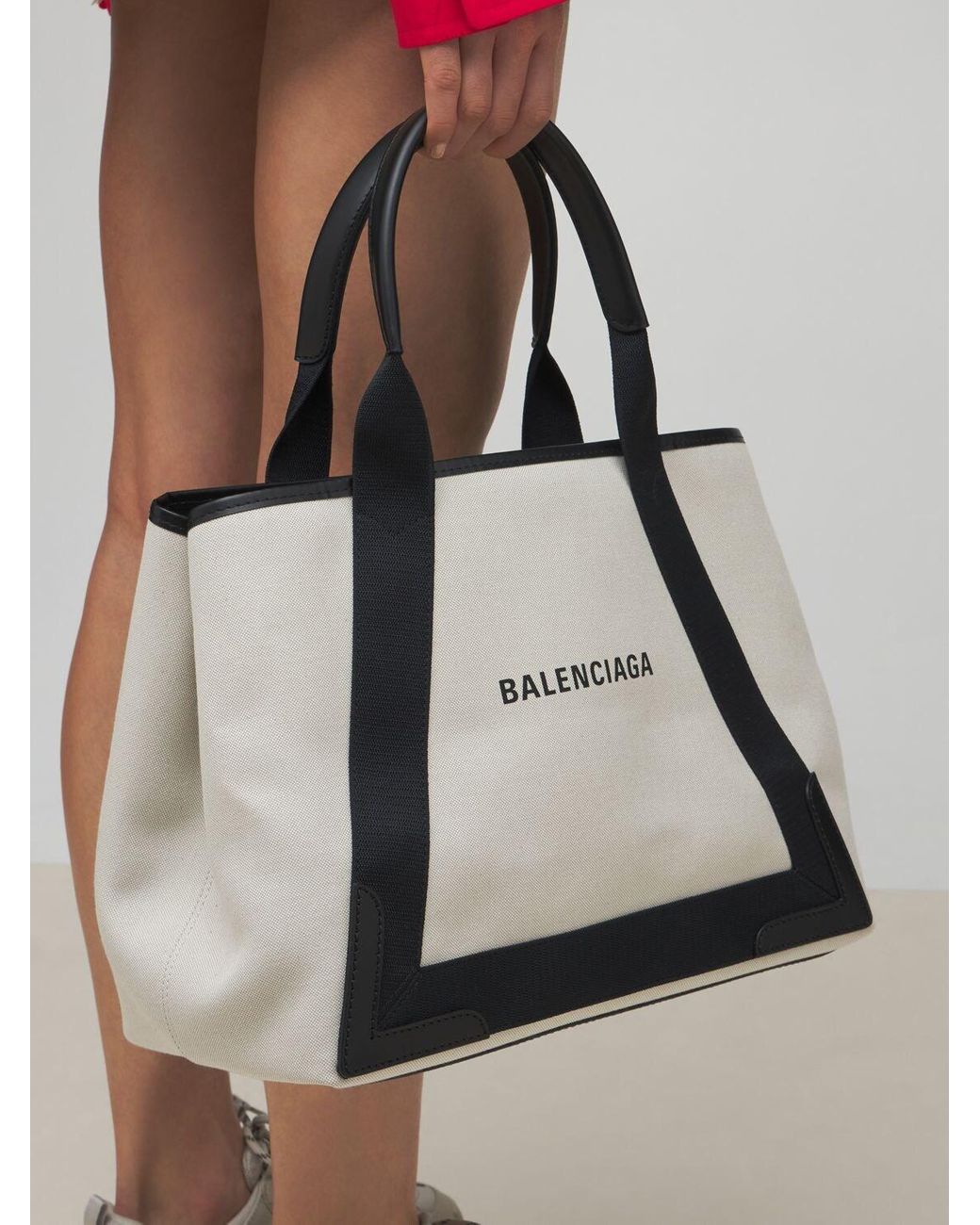 Balenciaga Md Navy Cabas Canvas Tote Bag | Lyst