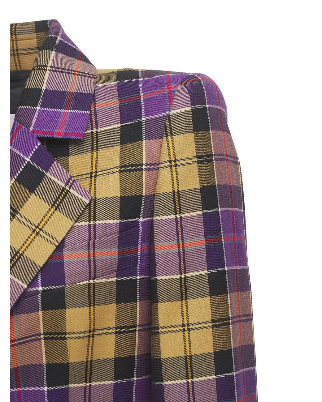 Vivienne Westwood Loulou Tartan Wool & Cotton Jacket in Purple - Lyst