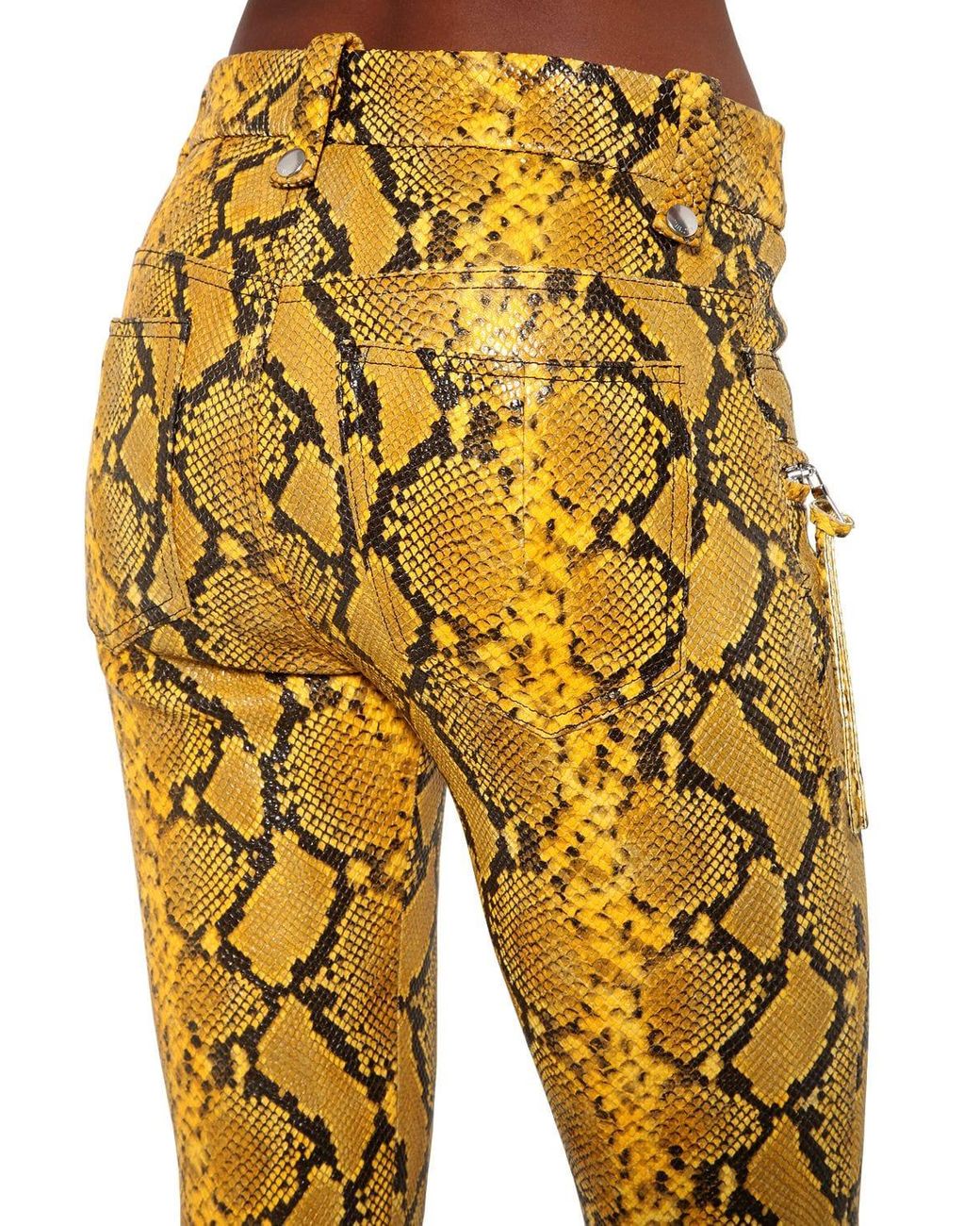 Snake-print Leather Lace-up Pants 