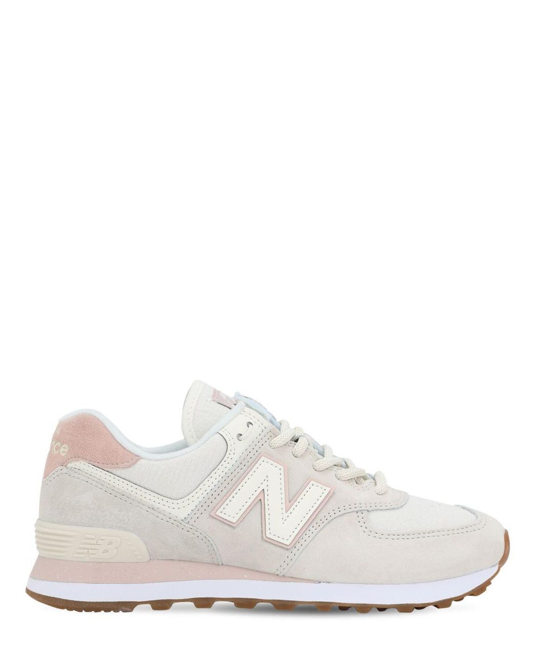 New Balance 574 Suede & Mesh Sneakers in White - Lyst