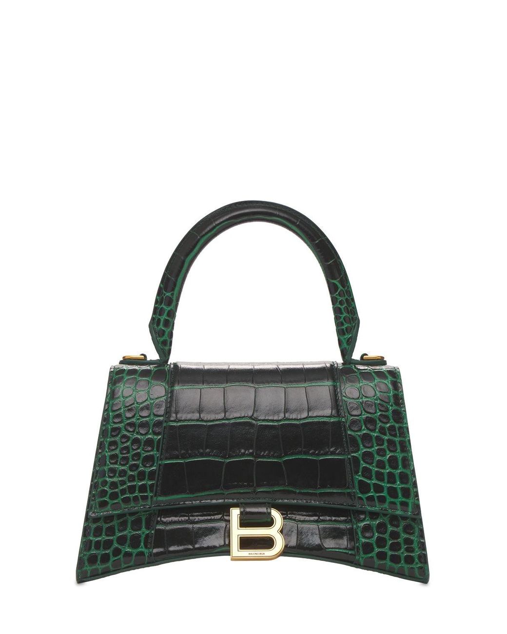 Balenciaga Hourglass Croc Embossed Leather Bag in Green Lyst Canada