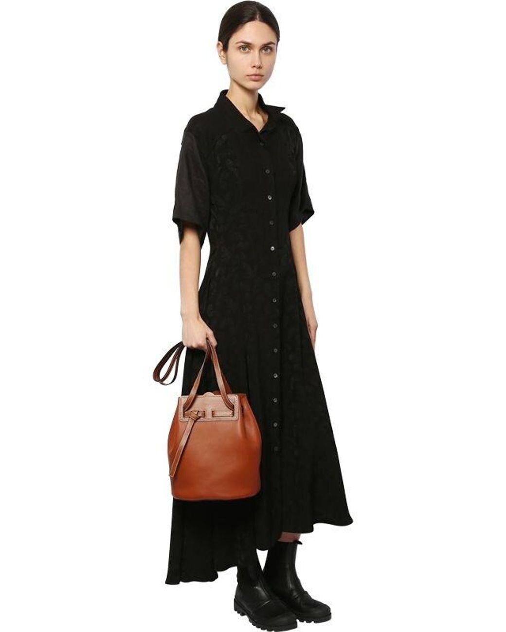 Loewe Lazo Leather Bucket Bag in Brown Lyst Australia