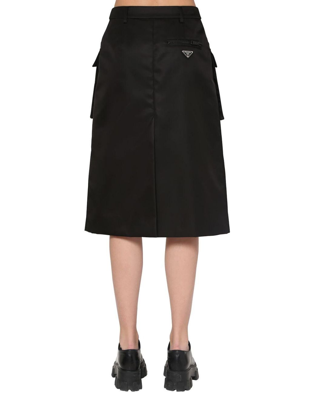 Prada Nylon Gabardine Cargo Skirt in Black | Lyst