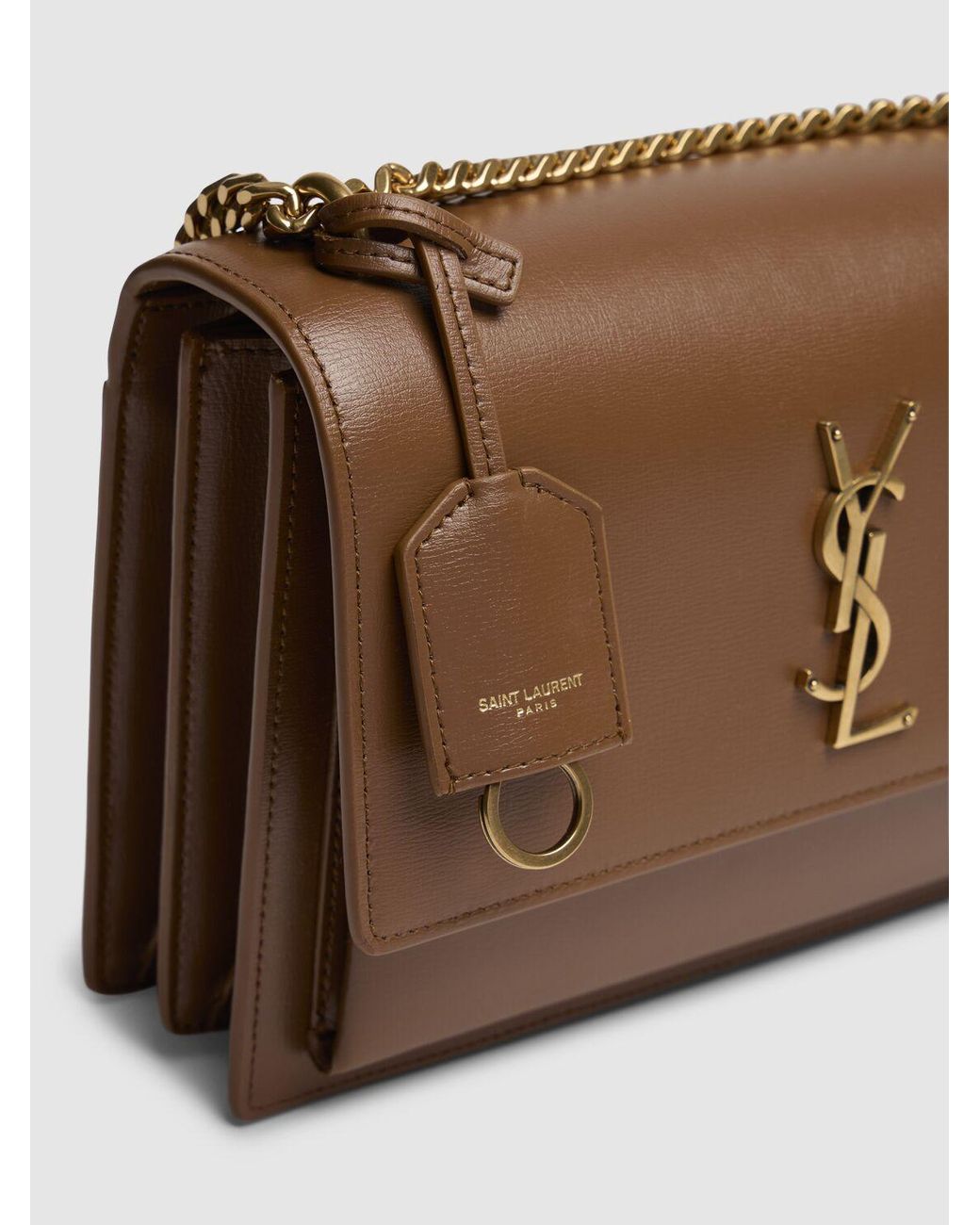ショルダーバッグ・ポシェット Saint Laurent Shoulder bags Brown Saint Laurent Flat Shoulder Bag On Chain in Brown | Lyst