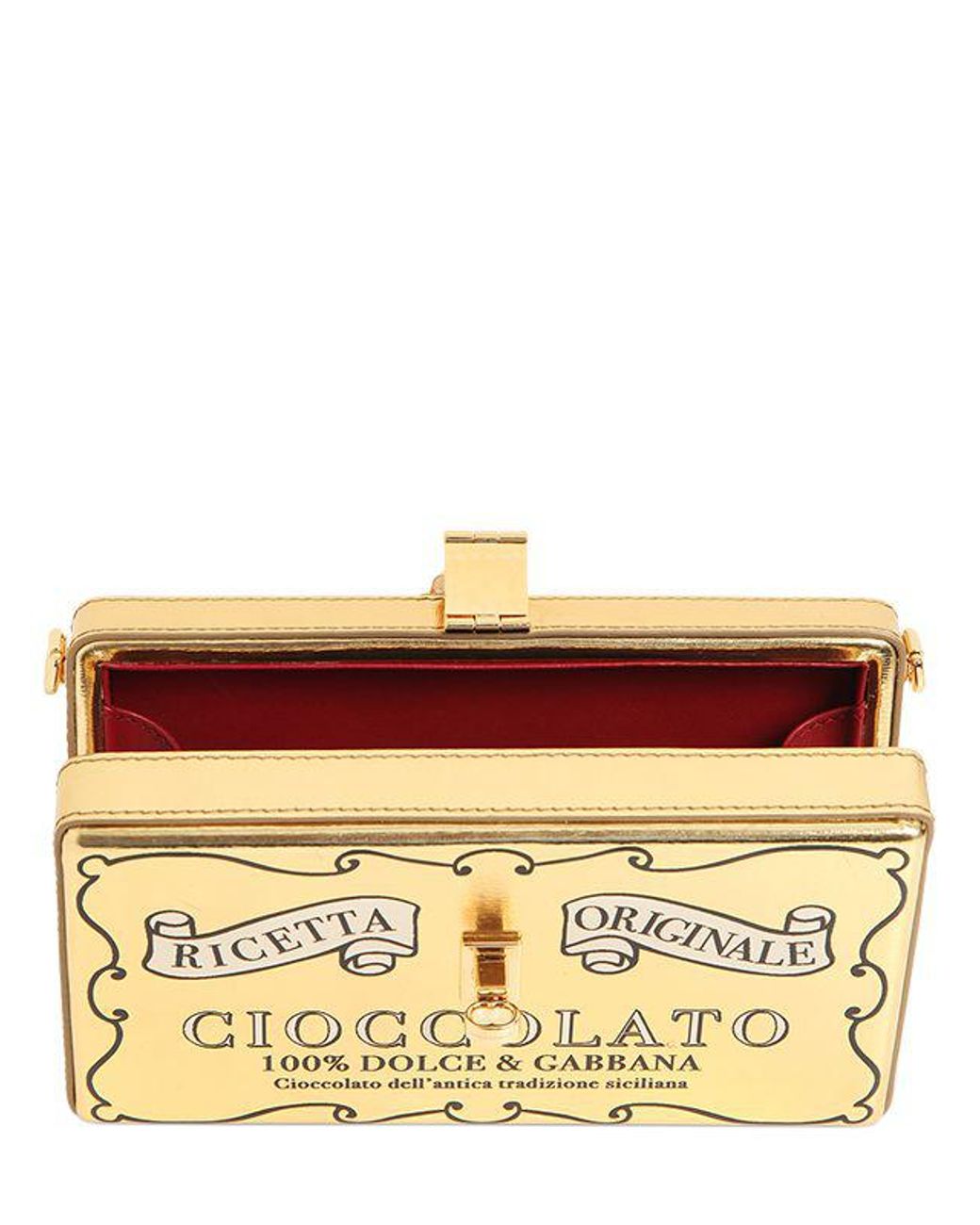 Dolce Gabbana Cioccolato Box Metallic Leather Clutch Lyst