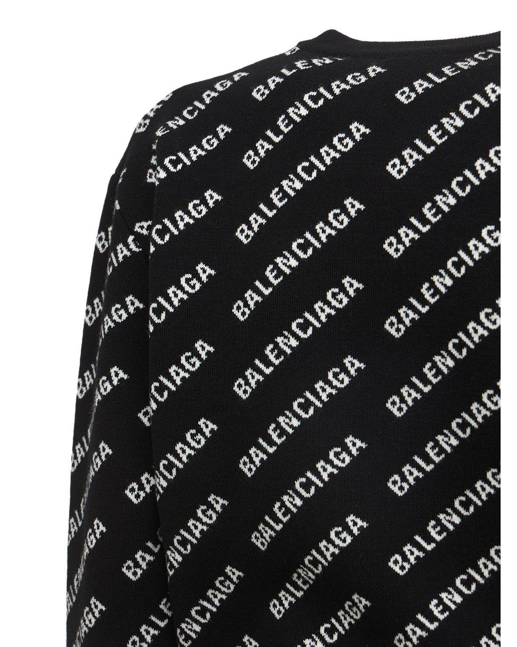 Balenciaga All Over Mini Logo Cotton Blend Sweater in Black/White (Black) -  Save 7% | Lyst