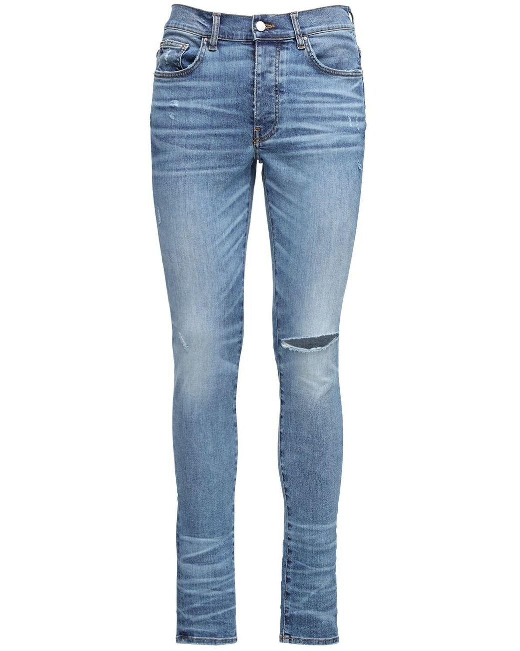 Amiri Slit Knee Cotton Denim Jeans in Blue for Men - Lyst
