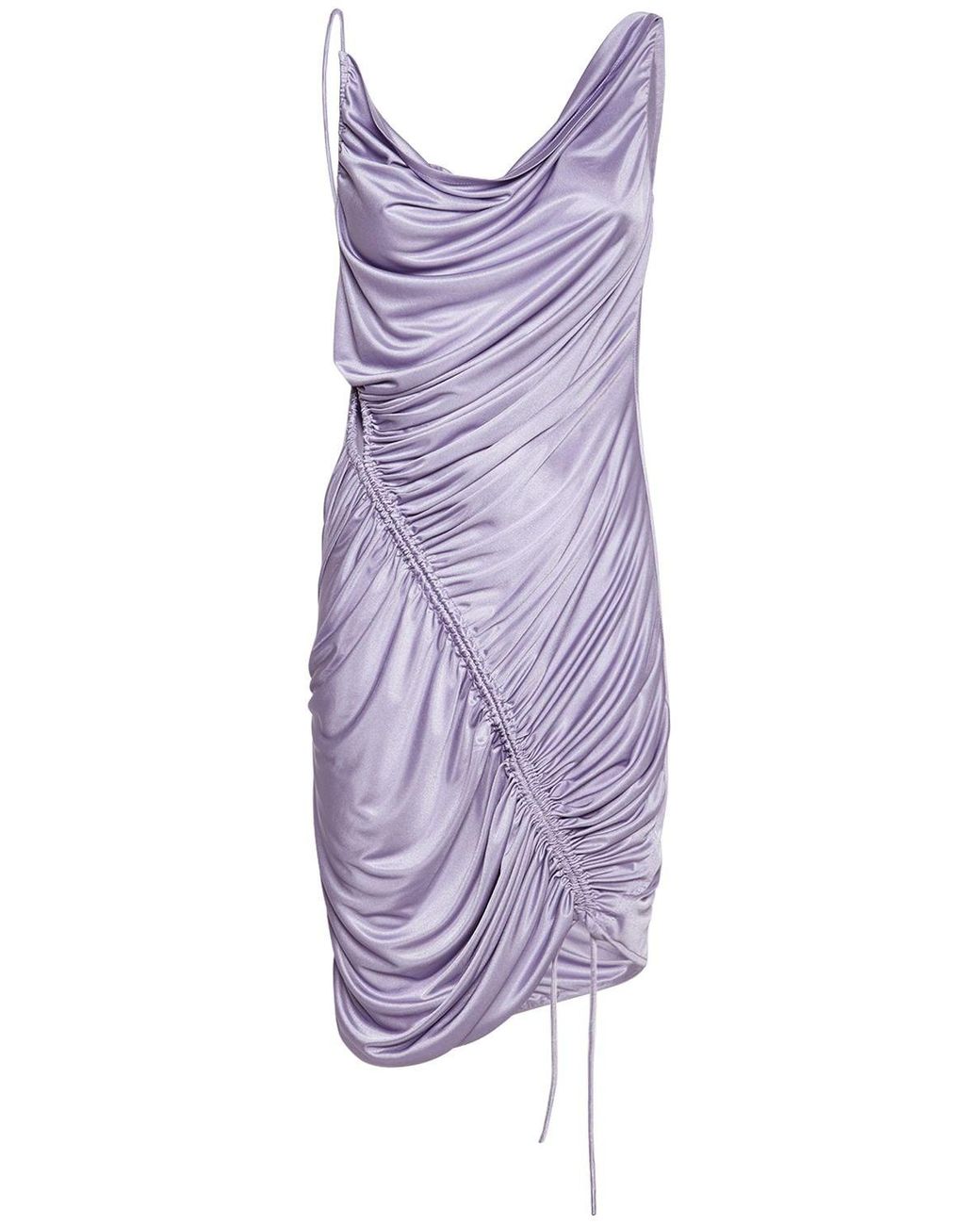 Bottega Veneta Draped Satin Jersey Mini Dress in Purple | Lyst UK