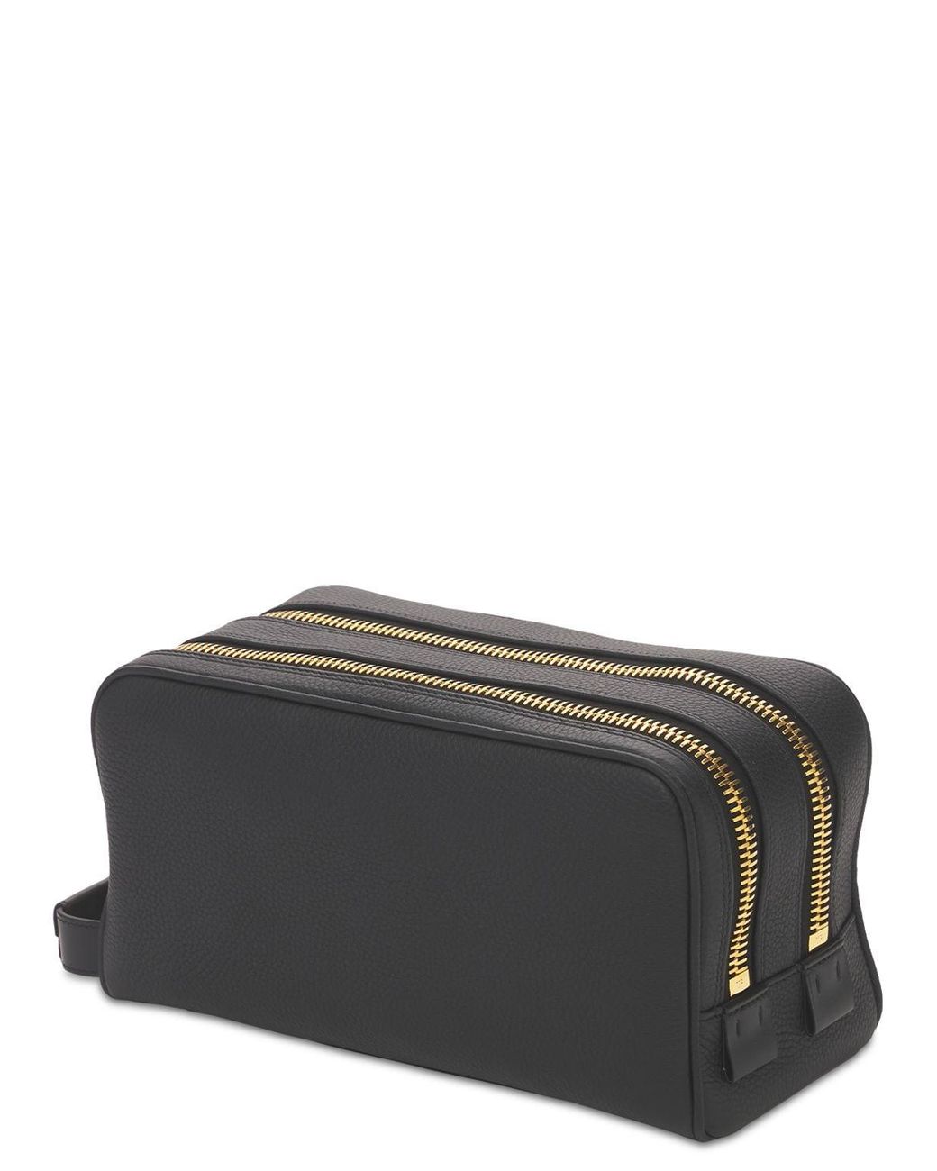 Tom Ford Leather Double Zip Toiletry Bag W/handle in Black for Men | Lyst