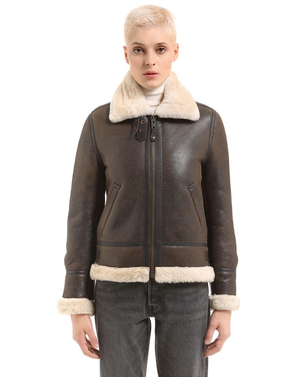 Schott Nyc Lcw 1257 Leather Aviator Jacket in Brown - Lyst
