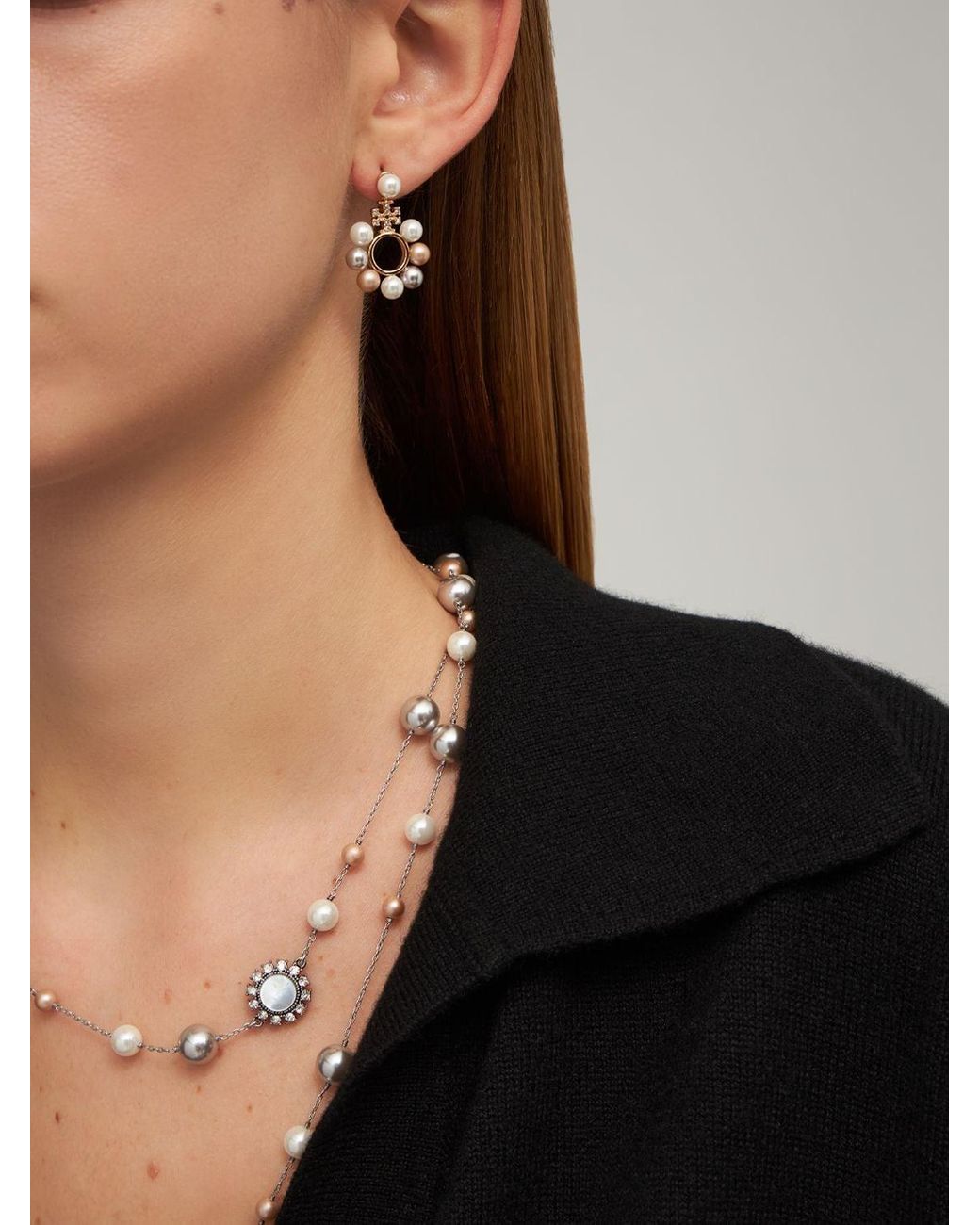 Tory Burch Kira Multi Faux Pearl Earrings in Natural | Lyst