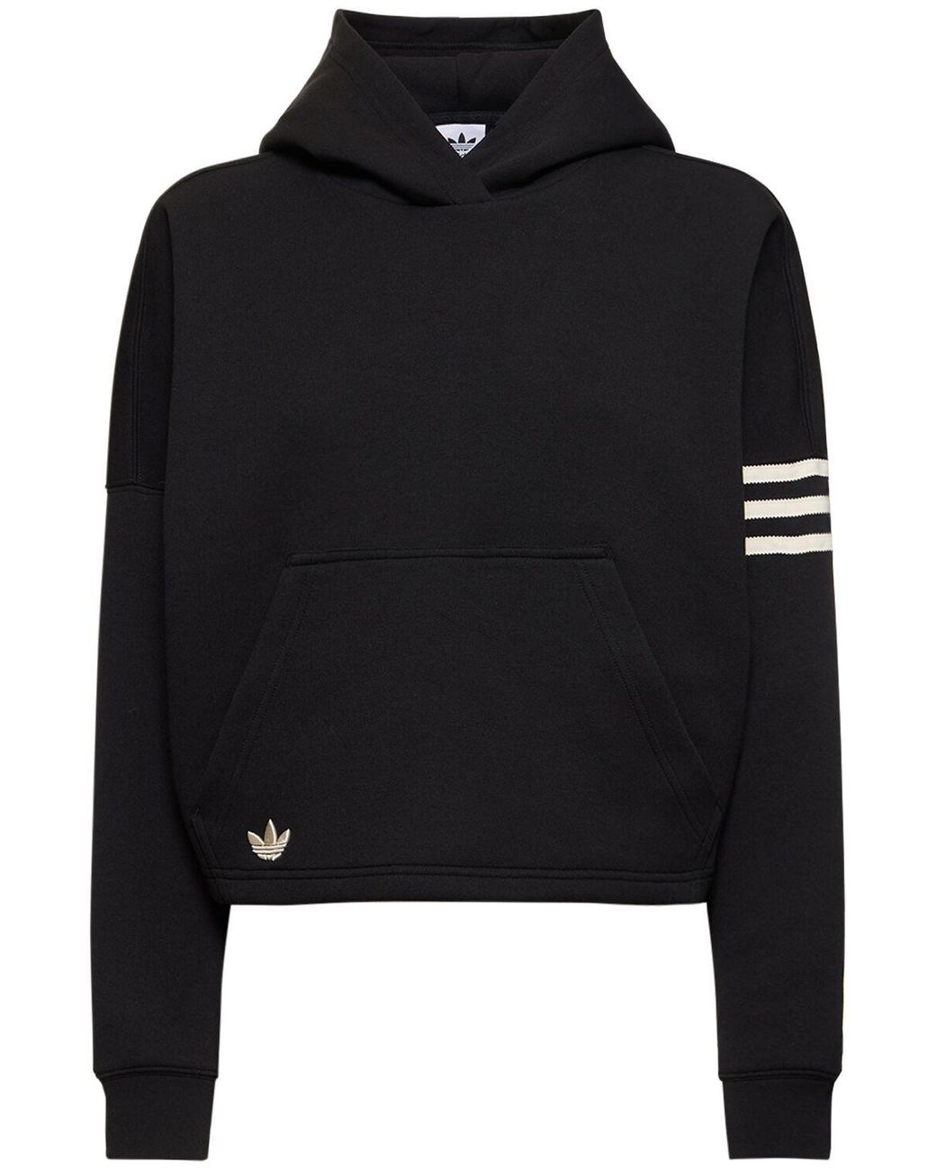 adidas Originals 3 stripes Cotton Blend Hoodie in Black Lyst