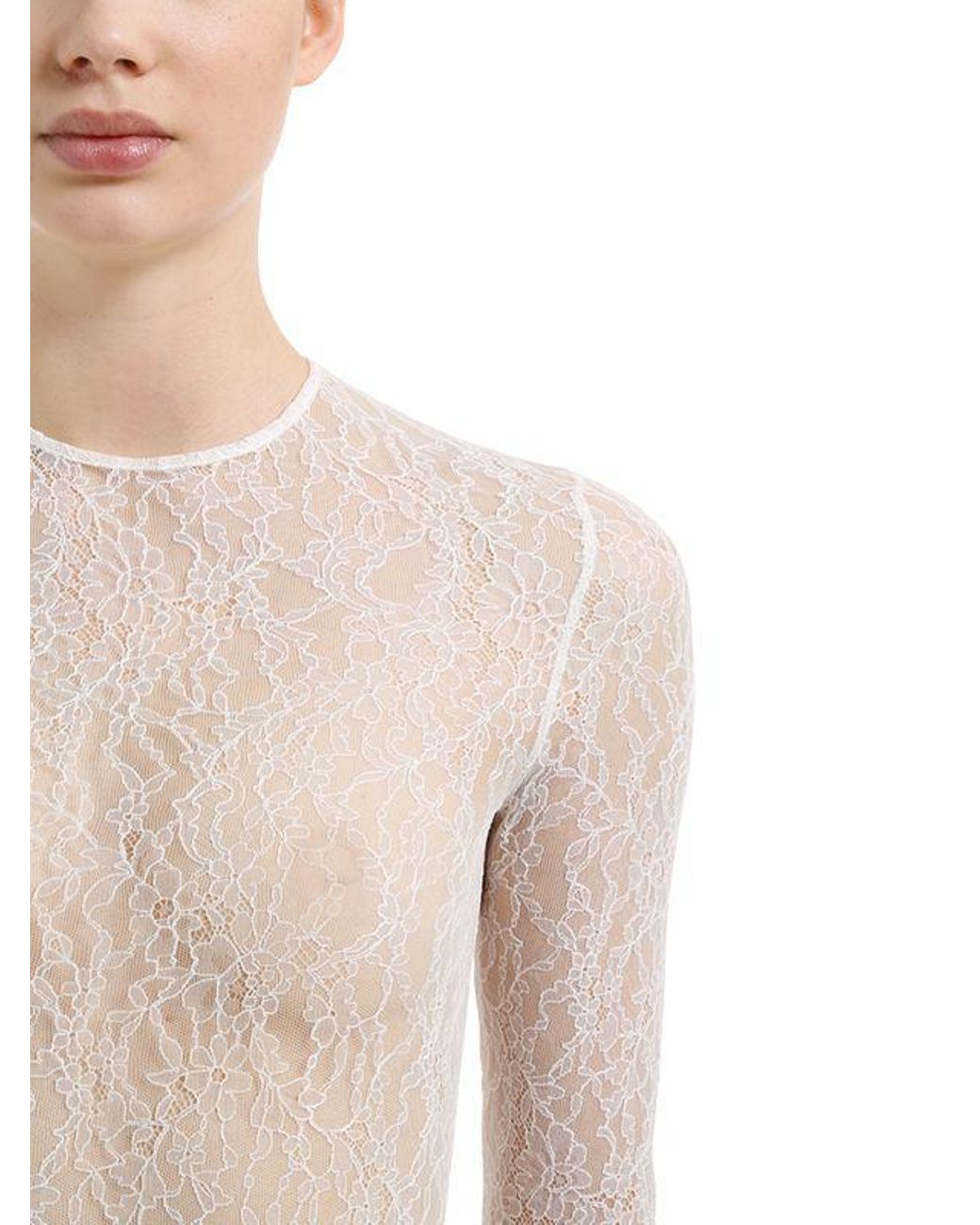 Givenchy Sheer Lace Bodysuit in White