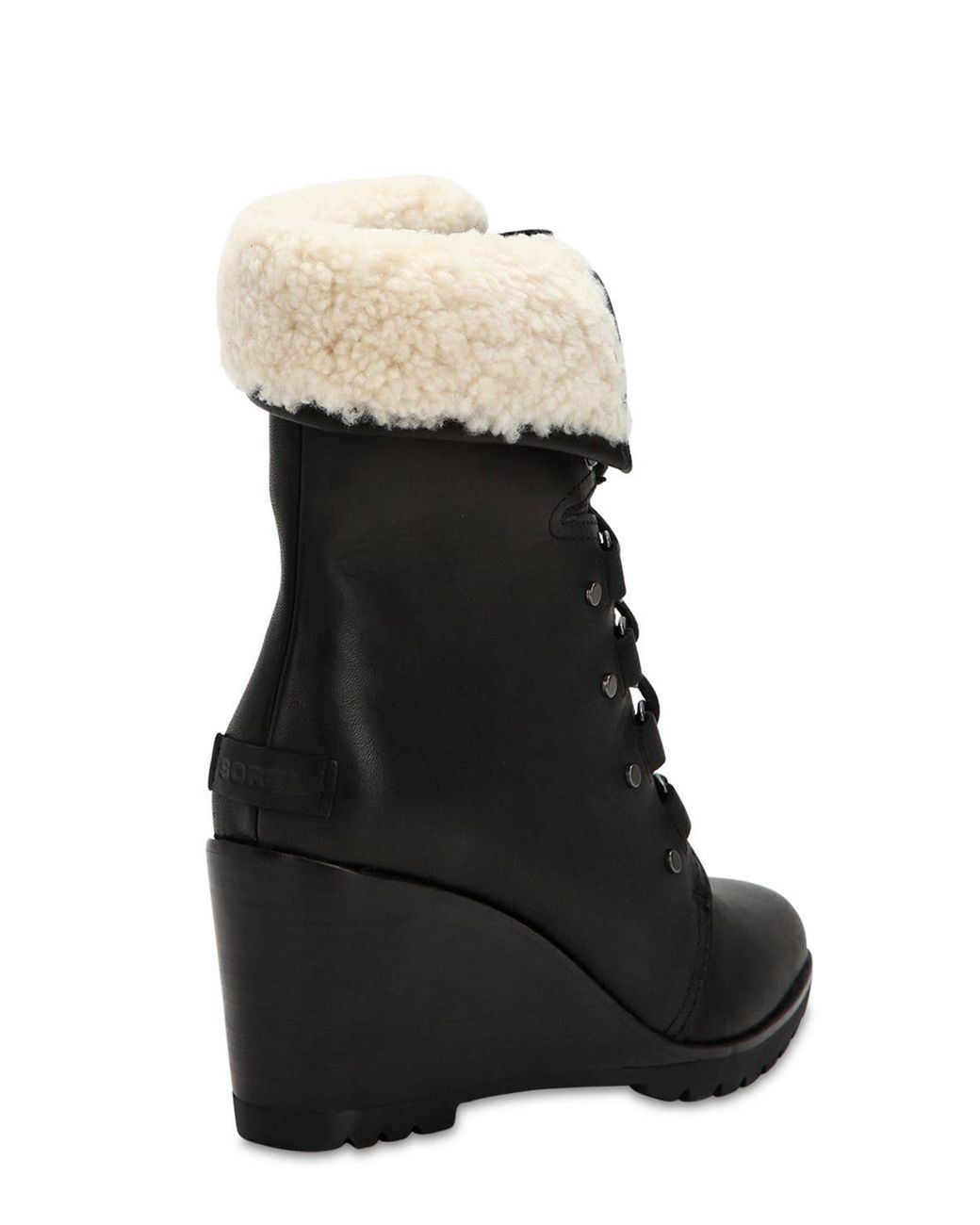 sorel after hours lace shearling boot