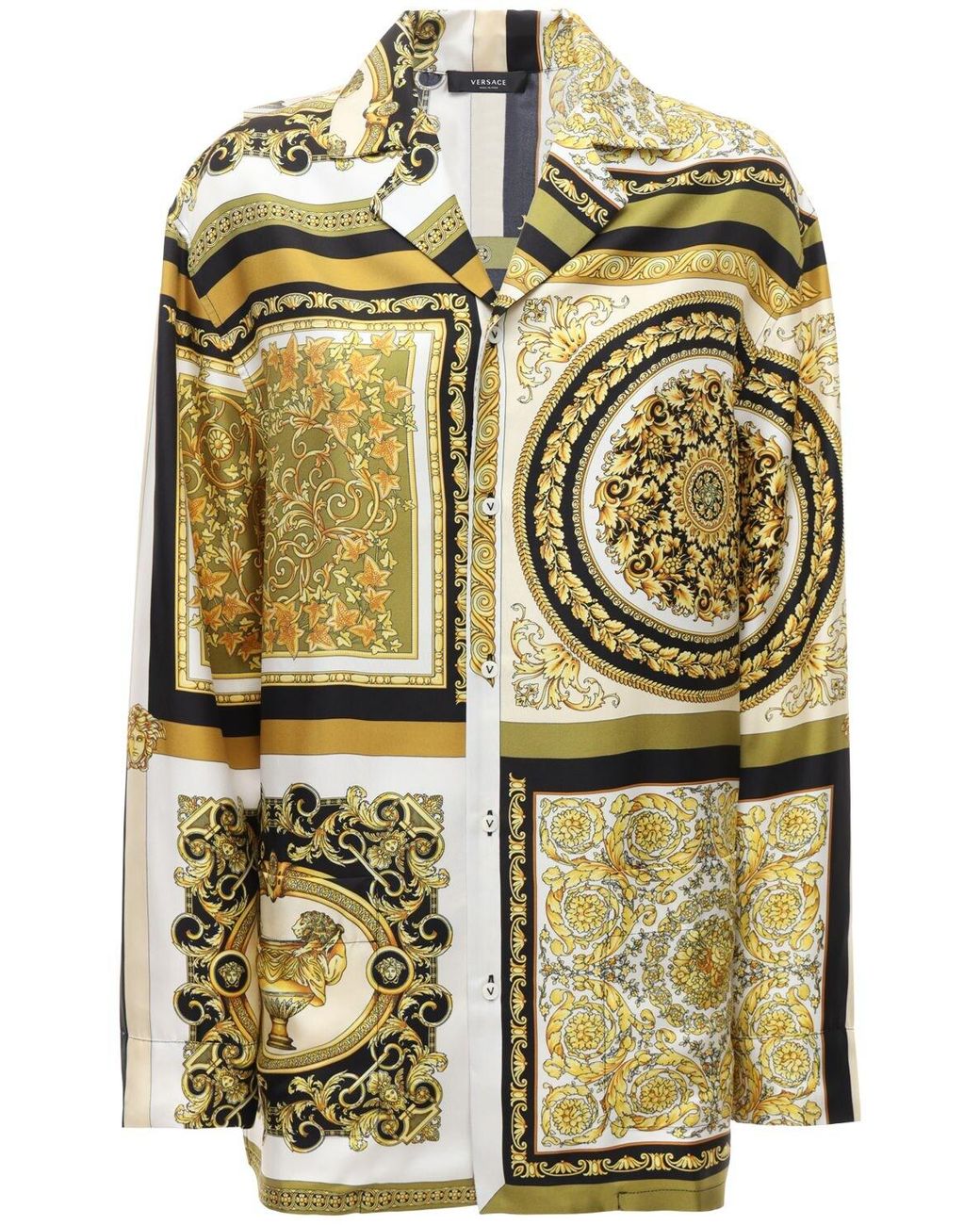 Versace Heritage Print Silk Twill Pajama Shirt - Lyst