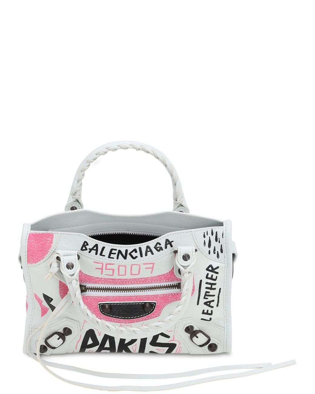Balenciaga graffiti shop bag white