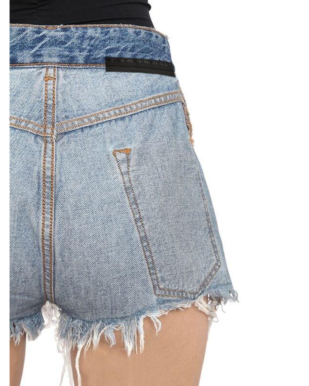 inside out denim shorts