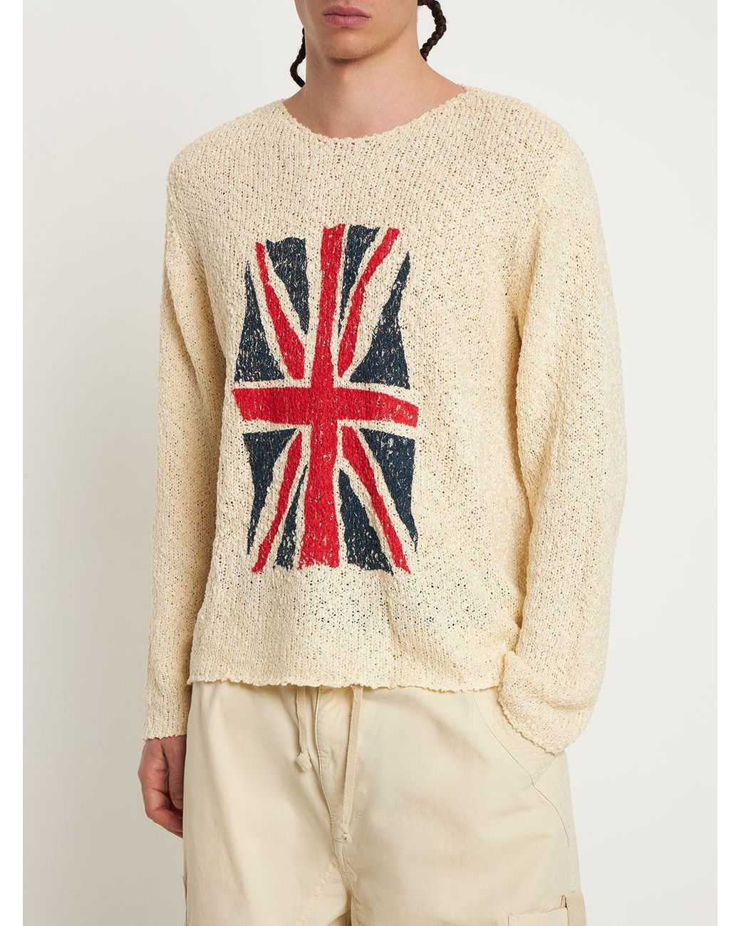 Jaded London Union Jack Jacquard Knit Sweater in White for