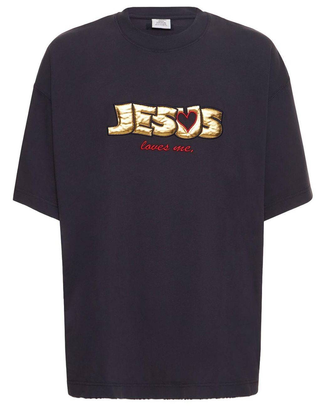 Vetements Jesus Loves You Cotton T-shirt in Blue for Men | Lyst