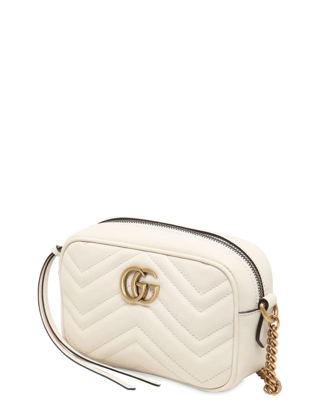 Gucci Mini Gg Marmont  Leather Camera Bag in White | Lyst