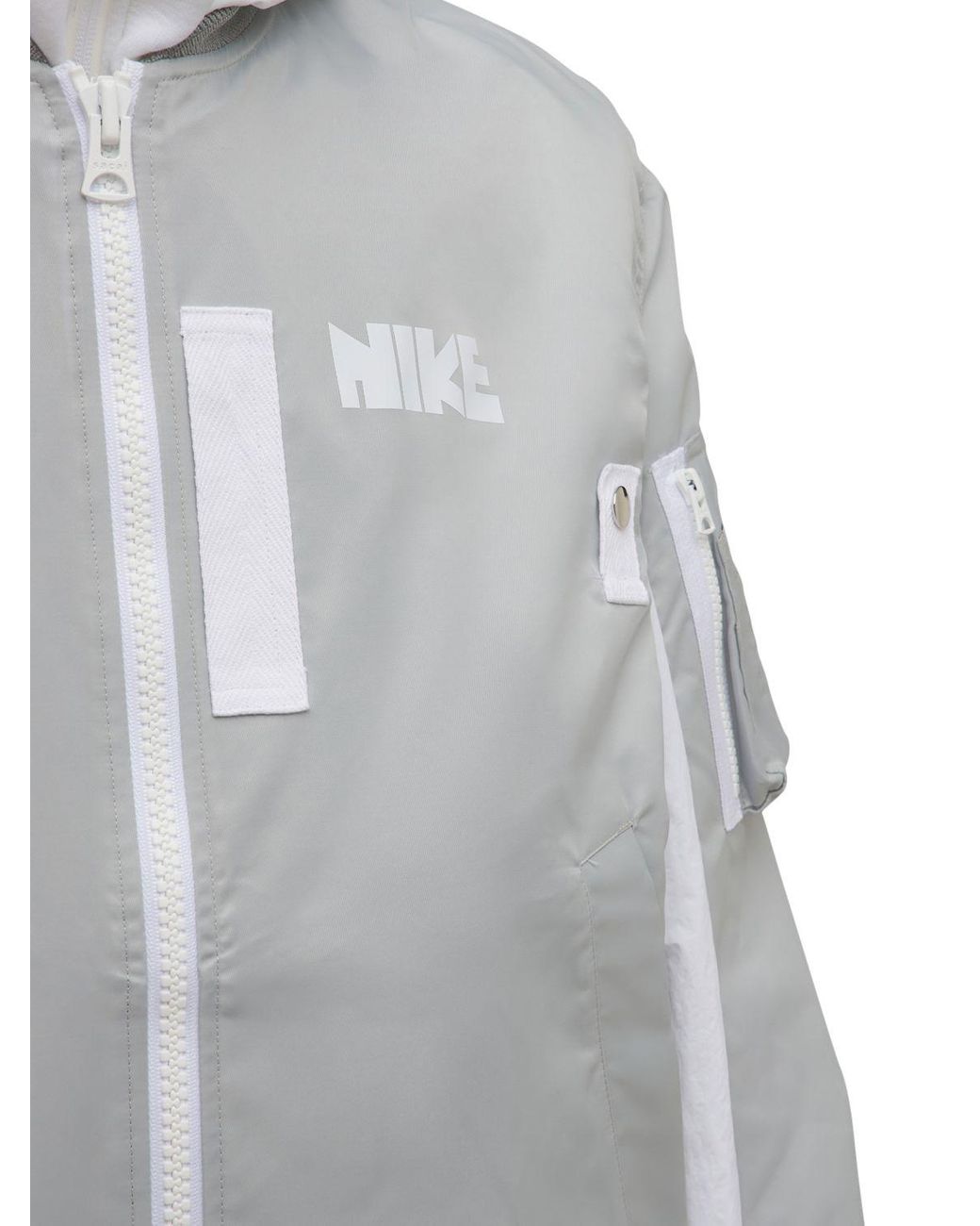【NIKE×SACAI】layered bomber jacket fog M Buy Nike x Sacai Layered Bomber Jacket 'Grey Fog' - CV5732
