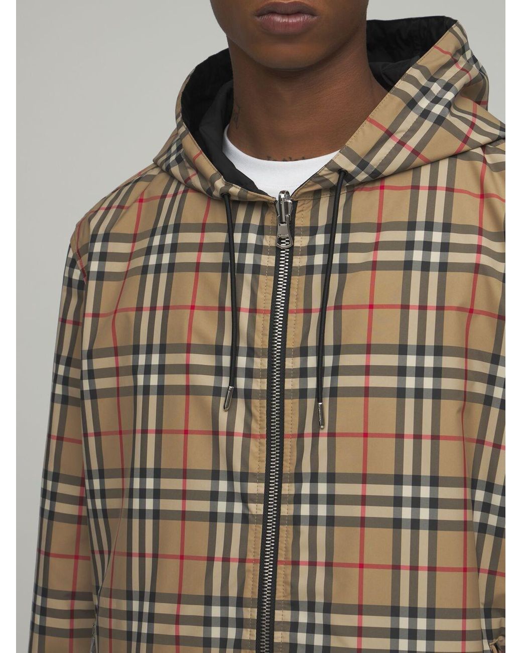 Burberry Stretton Reversible Check Zip Jacket in Natural for Men | Lyst UK