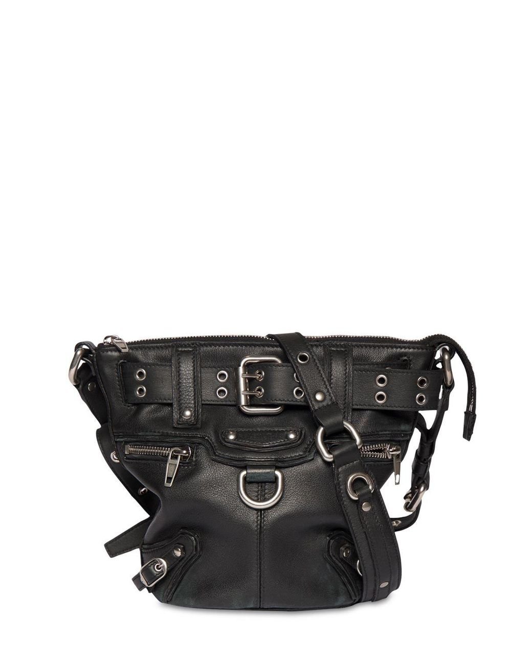 Balenciaga Xs Emo Leather Bucket Bag in Black | Lyst