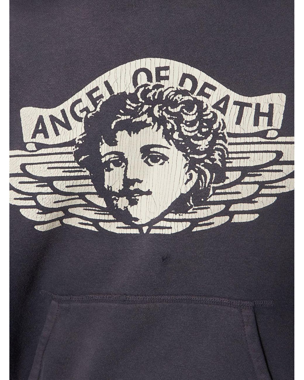 Saint Michael Angel Of Death Printed Hoodie in Gray for Men Saint Michael Angel Of Death Printed Hoodie in Gray for Men