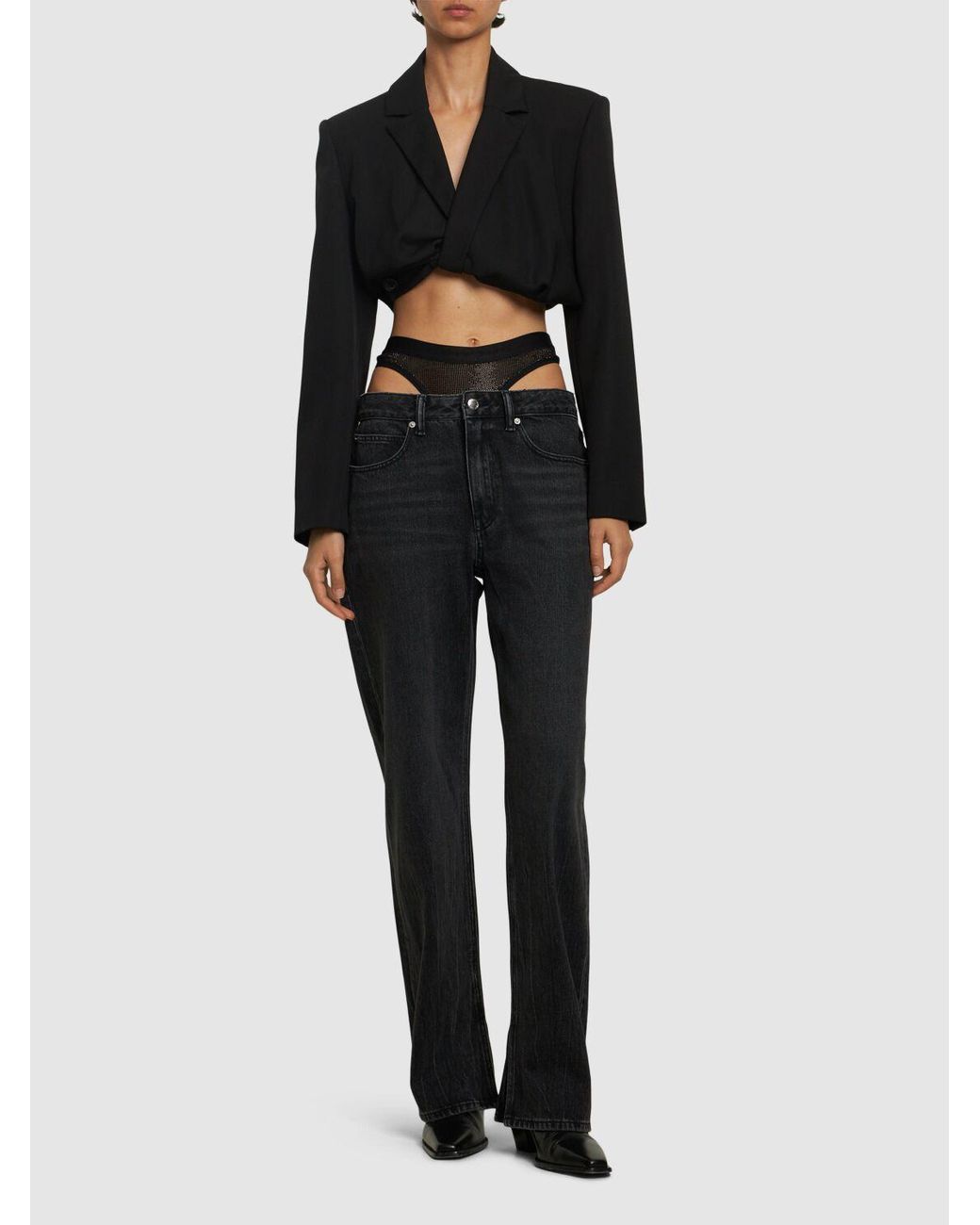 デニム・ジーパン Alexander Wang 'Slit Hem Prestyle Hotfix Mesh Undie' jeans Denim x alexander wang 'slit hem prestyle hotfix mesh undie