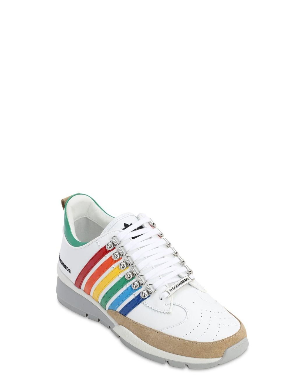 DSquared² Lvr Exclusive 251 Stripe Leather Sneaker in White/Rainbow (White)  for Men | Lyst