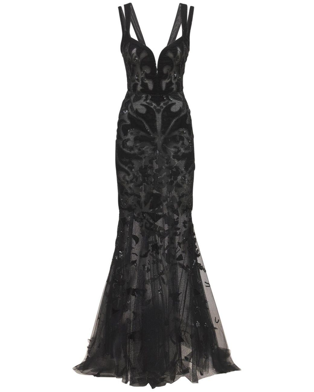 Zuhair Murad Embroidered Velvet Mermaid Dress in Black | Lyst Canada