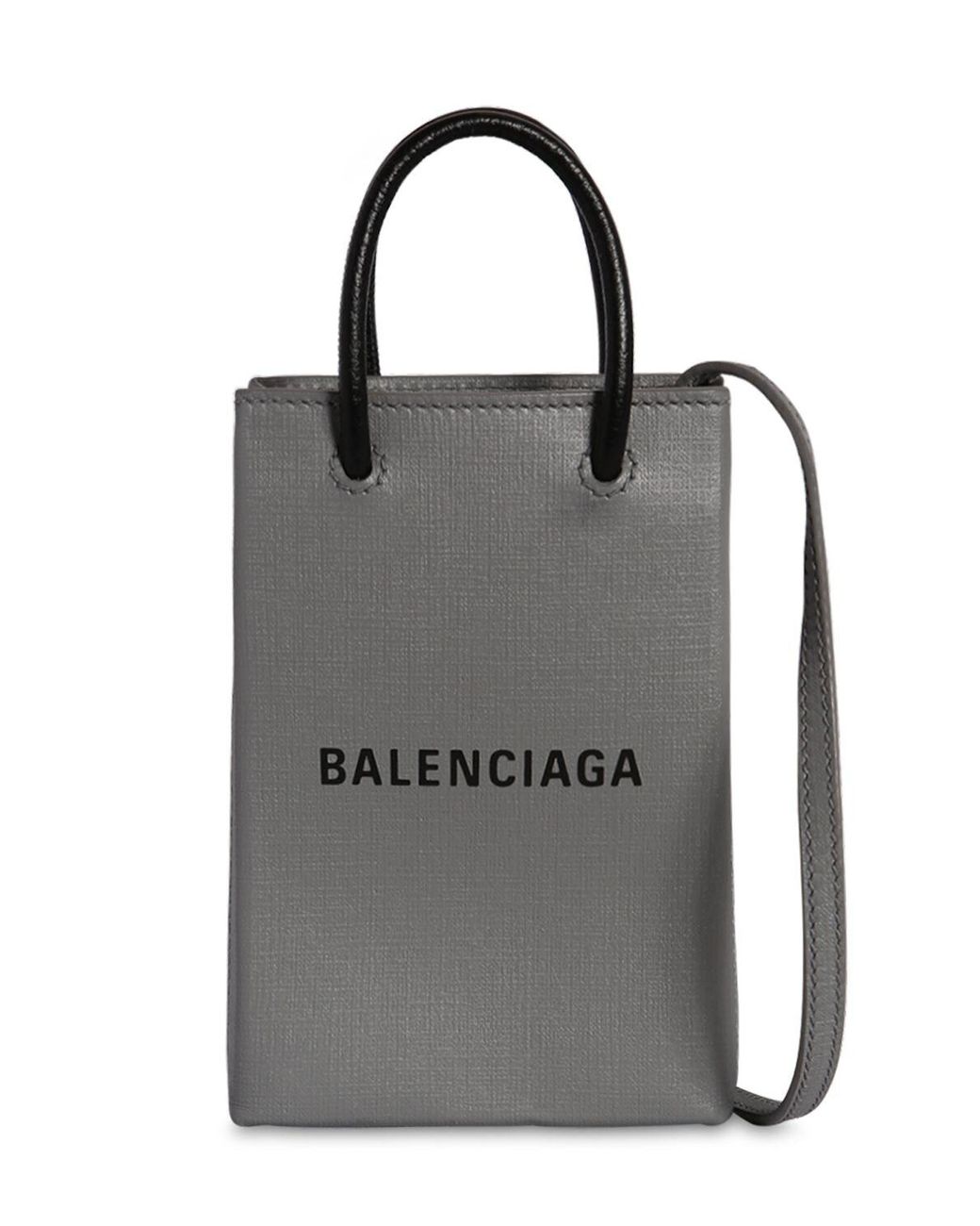 Balenciaga Leather Shopping Phone On Strap Grey (Gray) - Save - Lyst