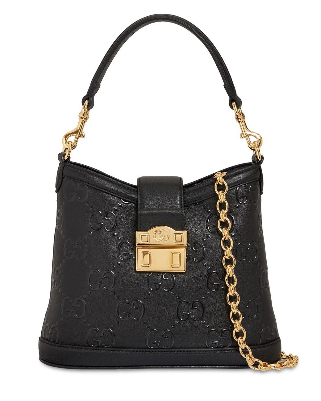 Gucci Wonka Gg Up Shiny Leather Shoulder Bag in Black Lyst