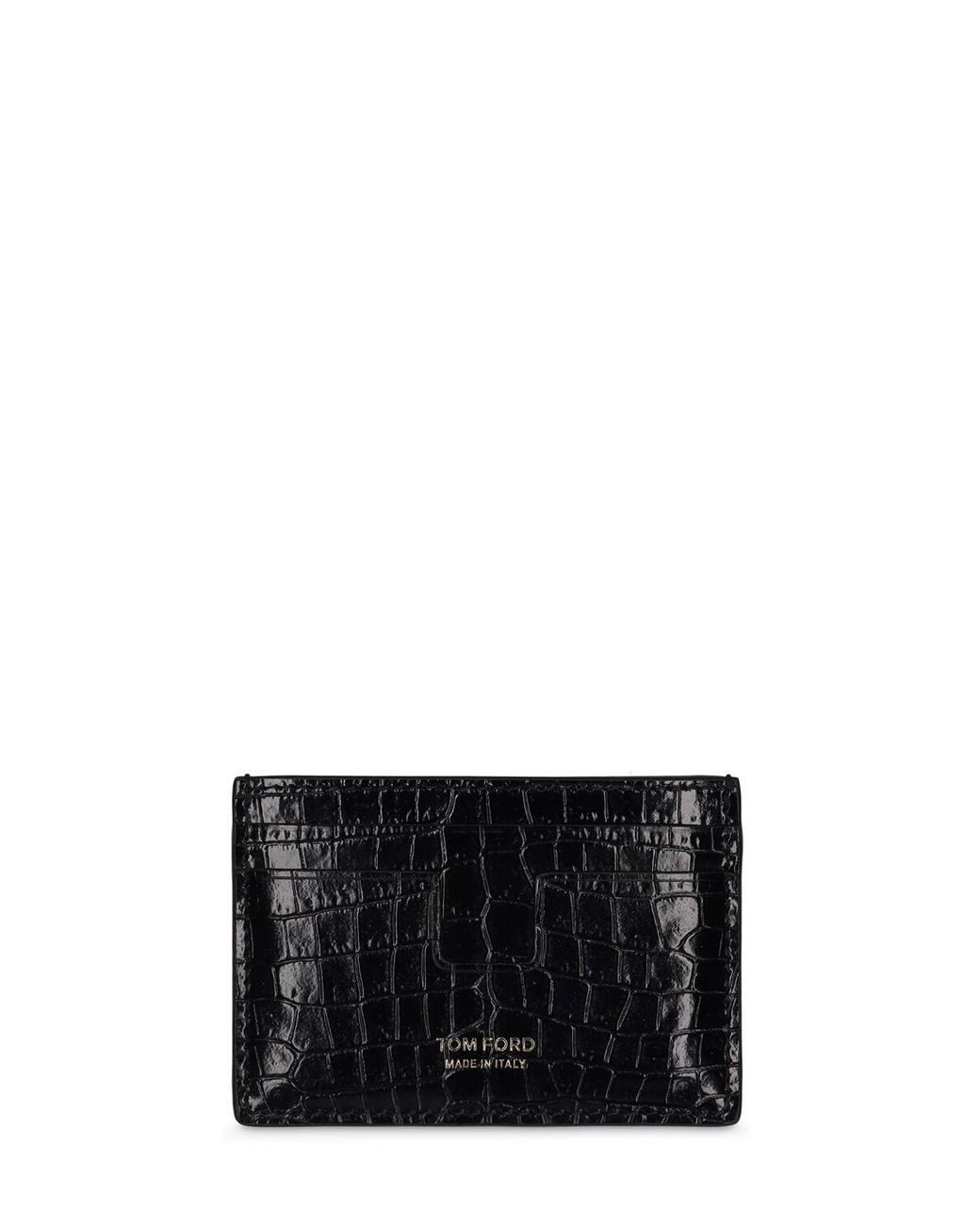 Tom Ford T Line Croc Embossed Leather Card Holder in White for Men | Lyst UK