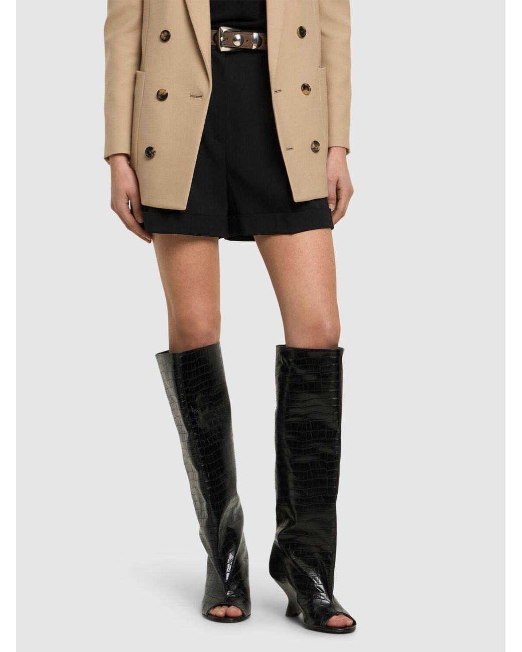 ロングブーツ GIA BORGHINI Black Leather Gia 16 Boots GIA BORGHINI Tubular Boots in Black Leather (GIA BORGHINI
