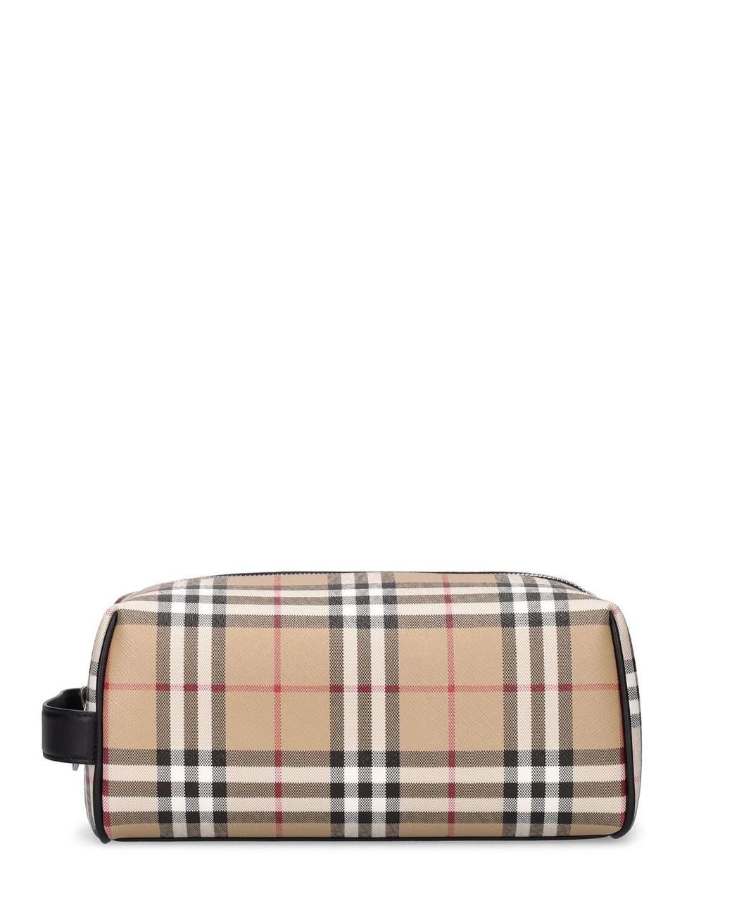 Burberry Check Canvas Toiletry Bag in Natural for Men Lyst UK