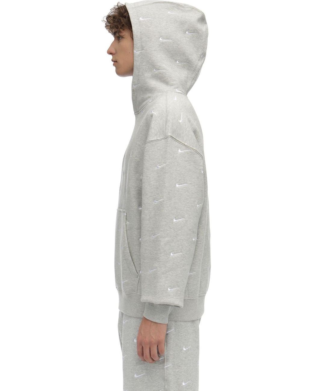 Nike Nrg Swoosh Logo Sweatshirt Hoodie in Gray for Men | Lyst