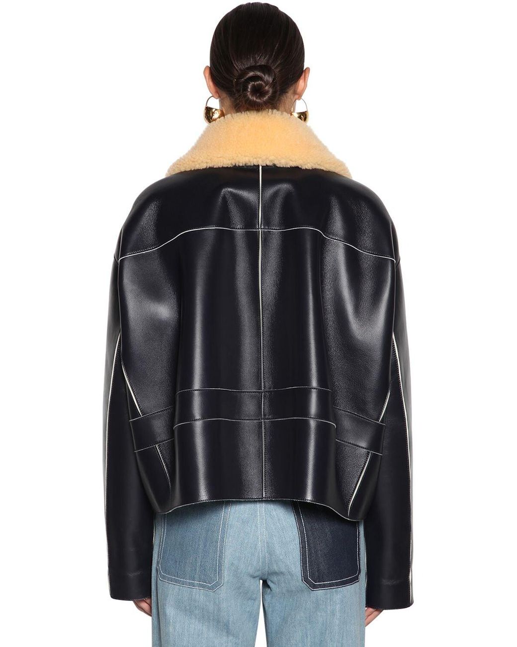 Marni Oversize Leather Jacket in Black | Lyst