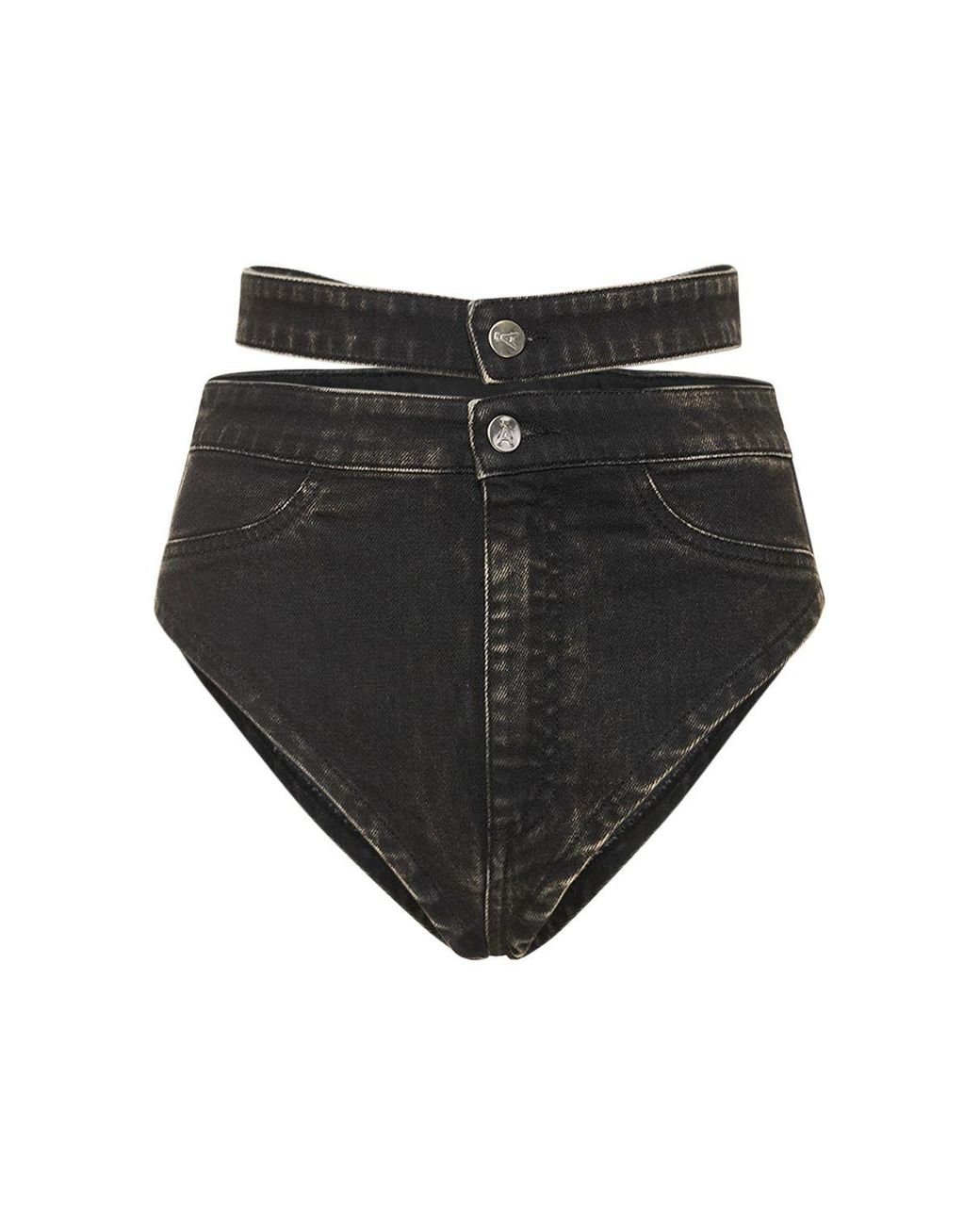 ANDREADAMO Washed Drill Cotton Denim Hot Pants in Black