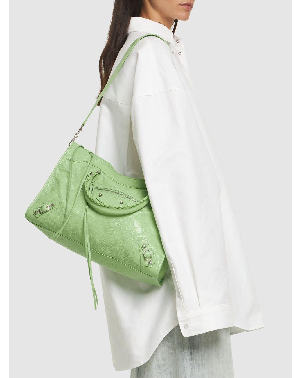 トートバッグ Balenciaga Le City Medium Tote Bag In Arena BALENCIAGA Le City medium textured-leather tote | NET-A-PORTER