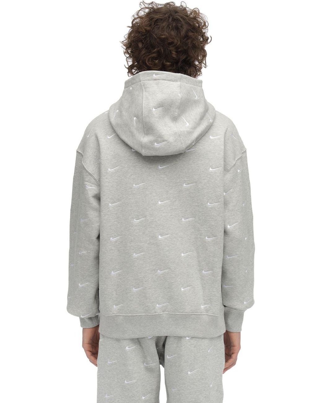 Nike Nrg Swoosh Logo Sweatshirt Hoodie in Heather Grey (Gray) for Men | Lyst