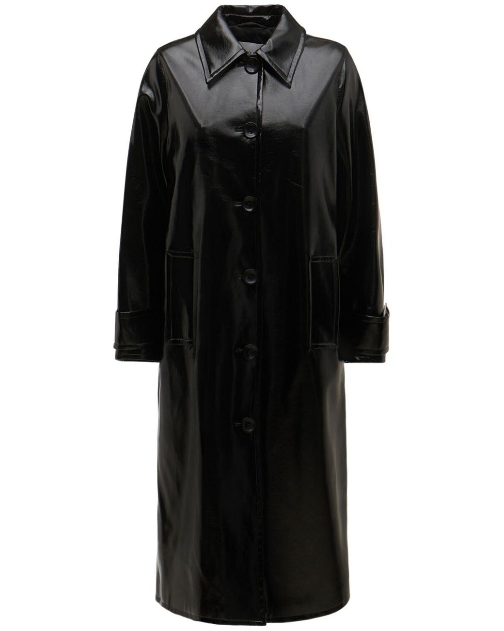 Stand Studio Mette Shiny Faux Patent Leather Coat in Black Lyst Australia