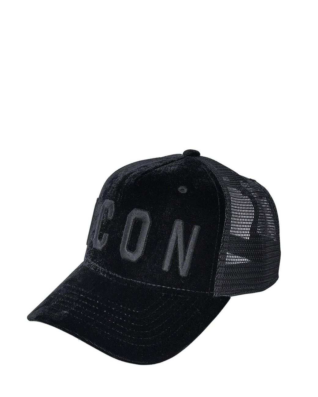 DSquared² Icon Velvet & Mesh Trucker Hat in Black for Men | Lyst UK