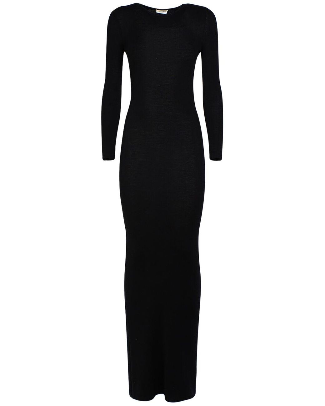 Saint Laurent Wool Blend Long Backless Dress in Black | Lyst